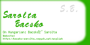 sarolta bacsko business card